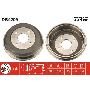 Tambor de freno TRW DB4209