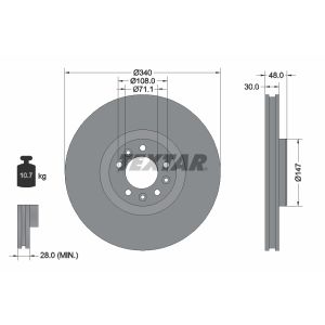 Disco freno TEXTAR 92256003 anteriore, ventilato, 1 pezzo