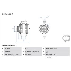 Drehstromgenerator BOSCH 0 986 047 150