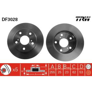 Disque de frein TRW DF3028 avant, ventilé, 1 pièce