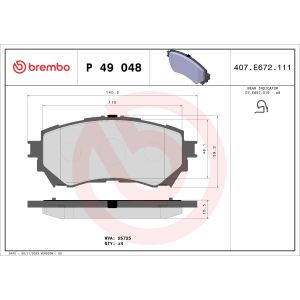 Jeu de plaquettes de frein BREMBO P 49 048, avant