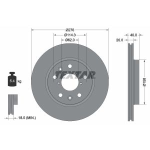 Disque de frein TEXTAR 92204703 avant, ventilé, 1 Stück