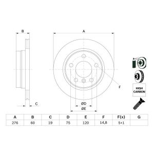 Disco freno BOSCH 0 986 478 642 posteriore, ventilato, altamente carbonizzato, 1 pezzo