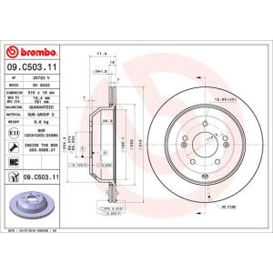 Bremsscheibe BREMBO 09C50311 hinten, belüftet, hochkarbonisiert, 1 Stück