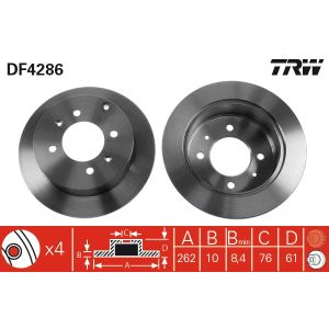 Jarrulevy TRW DF4286 takana, täysi, 1 kpl