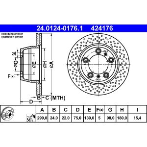 Disco de freno ATE 24.0124-0176.1 hinten, ventilado , altamente carbonizado, 1 Pieza