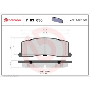 Bremsbelagsatz, Scheibenbremse BREMBO P 83 030
