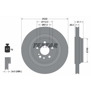 Disque de frein TEXTAR 92278303 à l'arrière, ventilé, 1 pièce