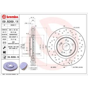 Disque de frein BREMBO XTRA LINE BREMBO 09.B269.1X, 1 pièce