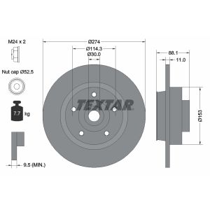 Remschijf TEXTAR 92232603 achter, volledig, 1 Stuk