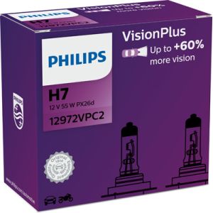Glühlampe Halogen PHILIPS H7 VisionPlus Plus 60% 12V/55W, 2 Stück