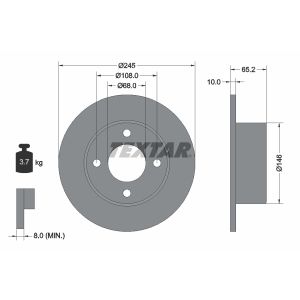 Disco freno TEXTAR 92054300 posteriore, completo, 1 pezzo