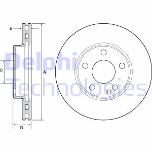 Remschijven DELPHI BG4554C voorkant, geventileerd, 2 Stuk