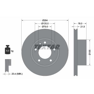 Disco freno TEXTAR 92022300 anteriore, ventilato, 1 pezzo