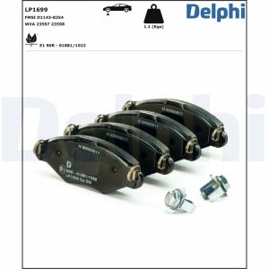 Pastiglie Freno Delphi LP1699 Per Peugeot 206 – Set Di Pastiglie Di Alta Qualità, 5 Strati Per Frenata Silenziosa E Duratura. Ricambio Compatibile Con Numerosi Codici OEM.