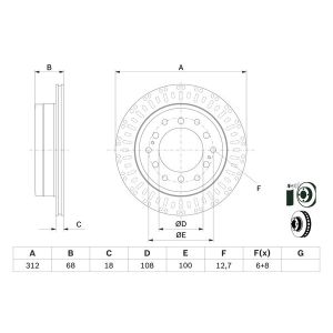 Jarrulevy BOSCH 0 986 479 F07 takana, tuuletettu, 1 kpl