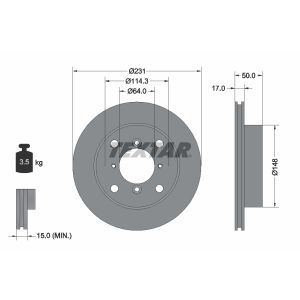 Disco freno TEXTAR 92069000 anteriore, ventilato, 1 pezzo