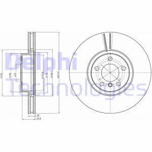 Disco de freno DELPHI BG9063C delantero, ventilado , 1 Pieza