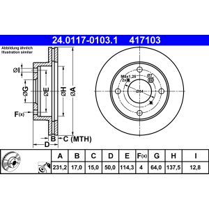 Disco de freno ATE 24.0117-0103.1 vorne, ventilado , 1 Pieza