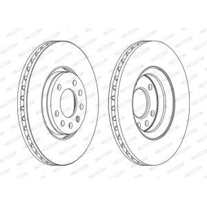 Remschijf FERODO DDF1215C voorkant, geventileerd, 2 stuk