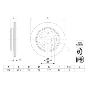 Disco de freno BOSCH 0 986 479 G84 hinten, ventilado , altamente carbonizado, 1 Pieza