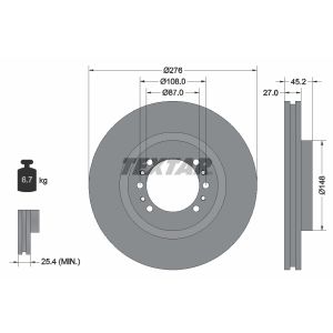 Disque de frein TEXTAR 92112800 avant, ventilé, 1 pièce