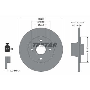 Disco freno TEXTAR 92049200 posteriore, completo, 1 pezzo