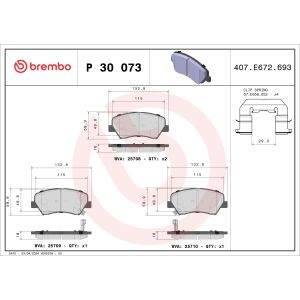 Conjunto de pastilhas de travão BREMBO Xtra P 30 073X, frente