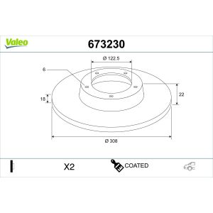 Disco de freno VALEO 673230