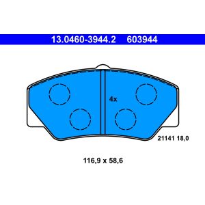 Bremsbelagsatz, Scheibenbremse ATE 13.0460-3944.2