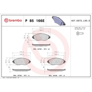 Jarrupalasarja, levyjarru BREMBO P 85 166E