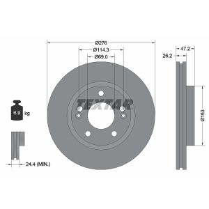 Disco freno TEXTAR 92131000 anteriore, ventilato, 1 pezzo