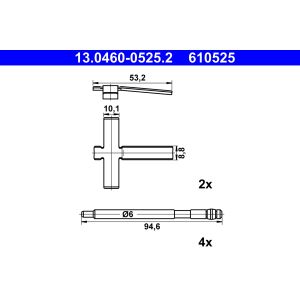 Kit de acessórios, pastilhas de travão ATE 13.0460-0525.2