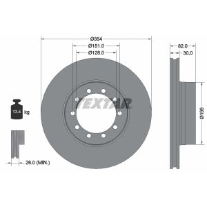 Disco freno TEXTAR 93085900 anteriore, ventilato, 1 pezzo