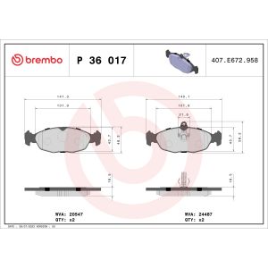 Levyjarrun jarrupalasarja BREMBO P 36 017