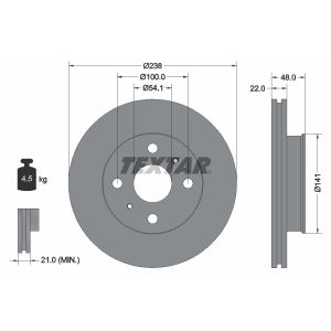 Disco freno TEXTAR 92077300 anteriore, ventilato, 1 pezzo