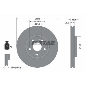 Disque de frein TEXTAR 92112200 avant, ventilé, 1 pièce