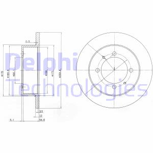 Remschijven DELPHI BG3609 achter, volledig, 2 Stuk