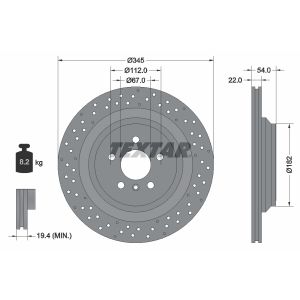 Disque de frein TEXTAR 92283703 à l'arrière, ventilé, perforé, 1 pièce