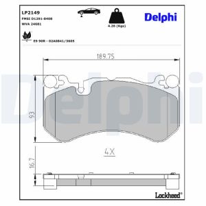 Bromsbeläggssats DELPHI LP2149, fram