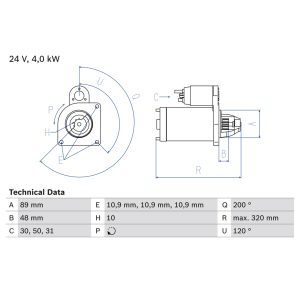 Starter BOSCH 0 986 020 170