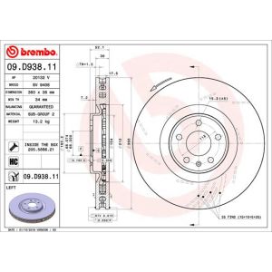 Disco de freno BREMBO 09D93811 vorne, ventilado , ranurado, altamente carbonizado, 1 Pieza