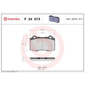 Bremsbelagsatz, Scheibenbremse BREMBO P 24 073
