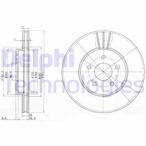 Jarrulevy DELPHI BG3537C etupuolella/tuuletettu/2 kpl