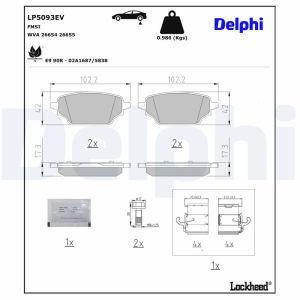 Jogo de pastilhas para travão de disco DELPHI LP5093EV