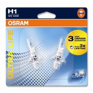 Lâmpada de halogéneo OSRAM H1 Ultra Life 12V/ 55W, 2 peça