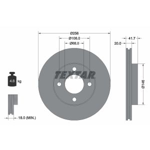 Disque de frein TEXTAR 92026200 avant, ventilé, 1 pièce