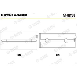 Roulement de vilebrequin GLYCO H1175/5 0,50mm