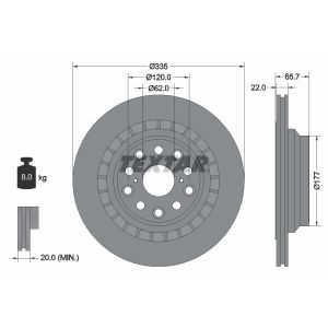 Disque de frein TEXTAR 92224503 à l'arrière, ventilé, 1 pièce