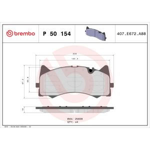 Conjunto de pastilhas de travão BREMBO P 50 154, frente